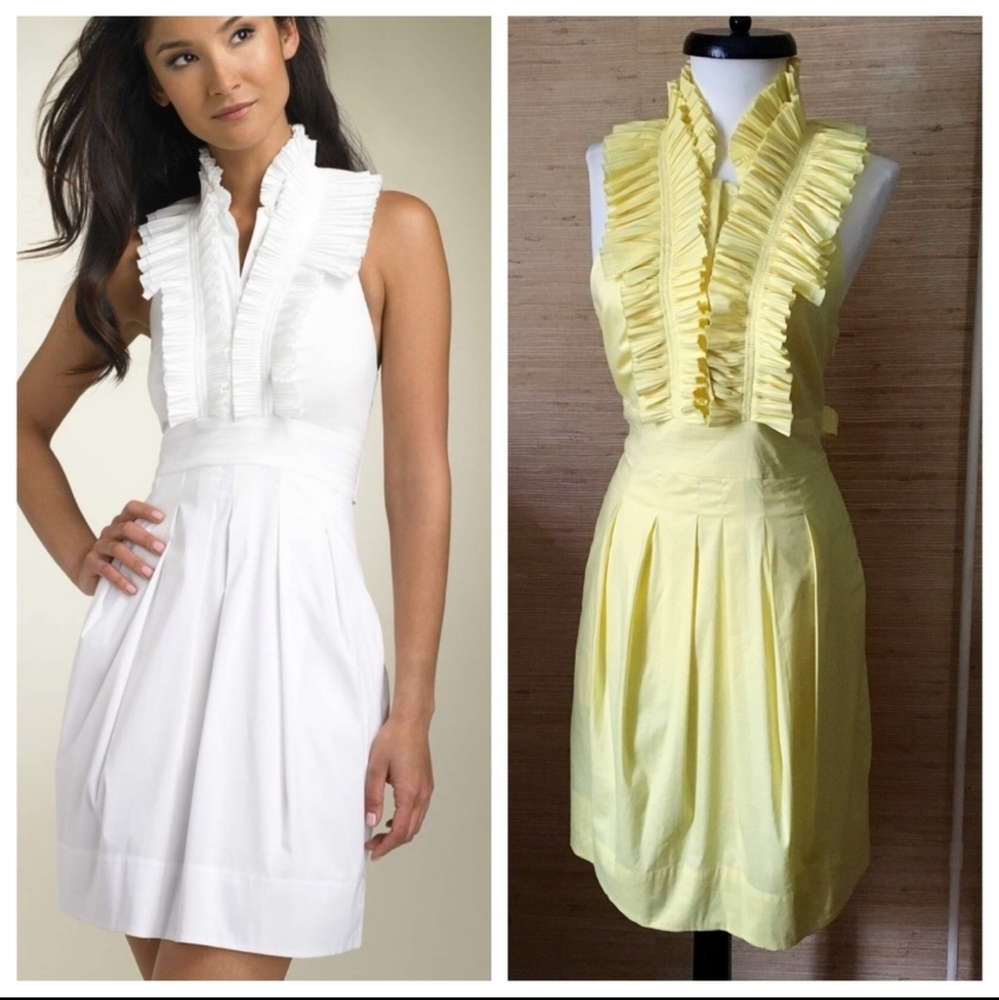 BCBGMAXAZRIA ruffle halter yellow dress.Size 12